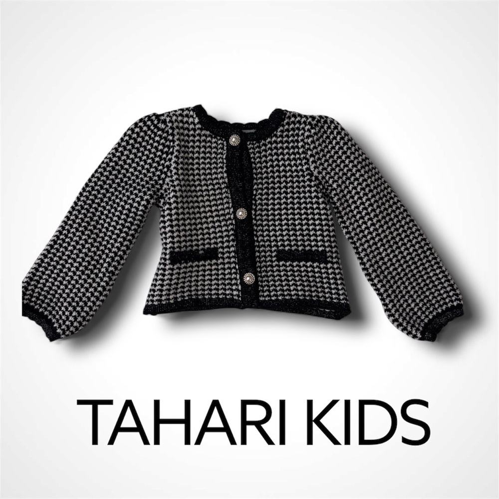 : : TAHARI Kids Chevron Cardigan Sweater Jacket w/ Pearl Button Details : :